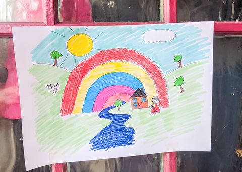 Isolation creation example rainbow picture on a door