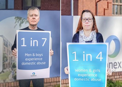 Richard and Christine with Domestic Abuse stats