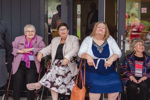 Residents at Westlands Independent Living Scheme, Wem enjoying their new outdoor space.