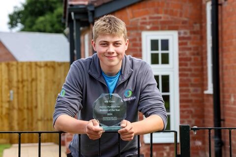 Will Turner with his Electrical, Plumbing and Heating Student of the Year 2024 trophy