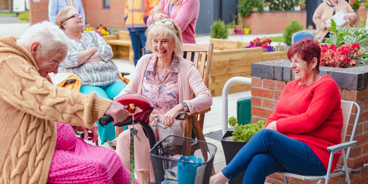 Residents enjoy The Platinum Jubilee celebrations at Westlands Independent Living Centre, Wem, Shropshire