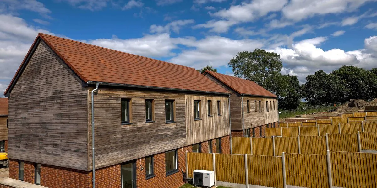 Houses and gardens from the newly built Much Wenlock development