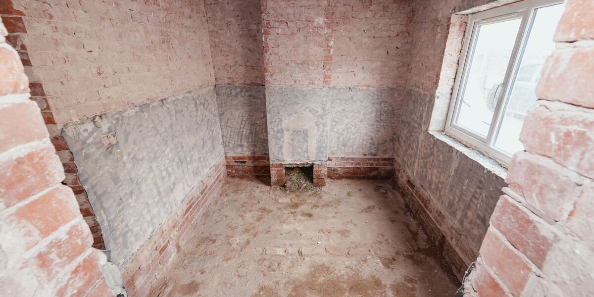 A room stripped down to the brickwork