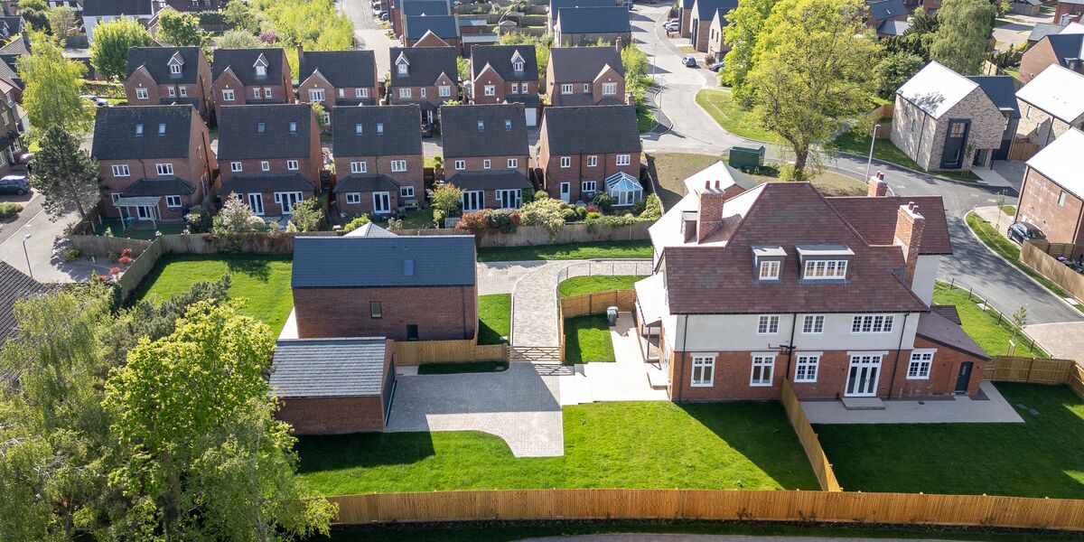 Aerial shot of Radbrook houses