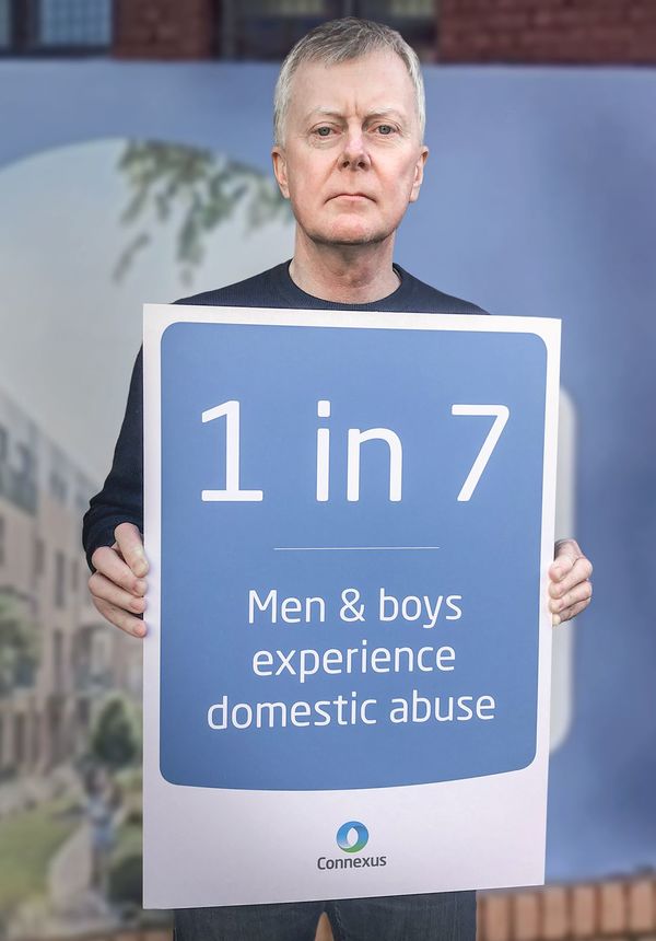 Richard and Christine with Domestic Abuse stats