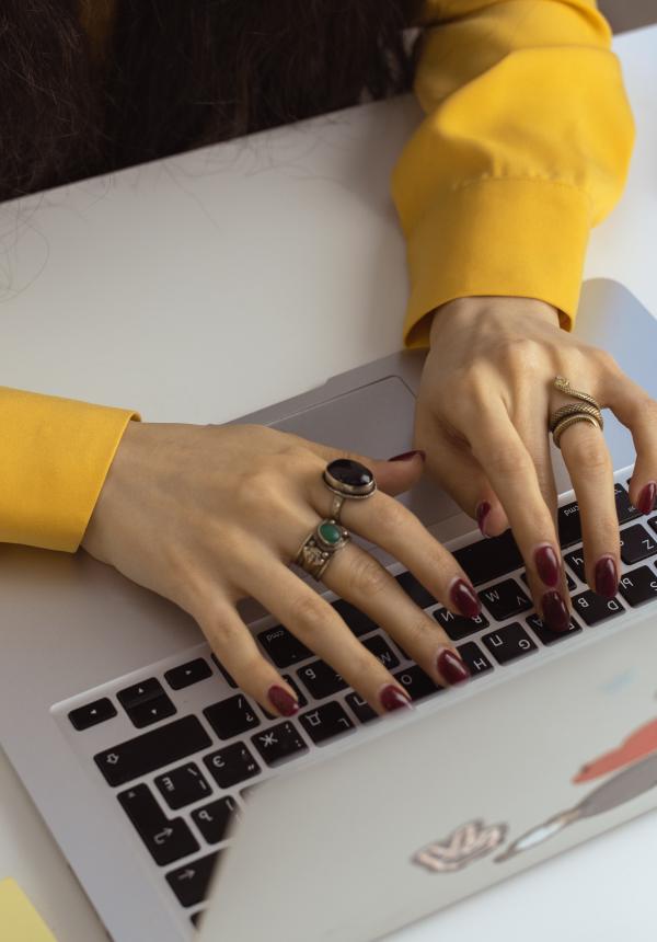 lady at computer learning