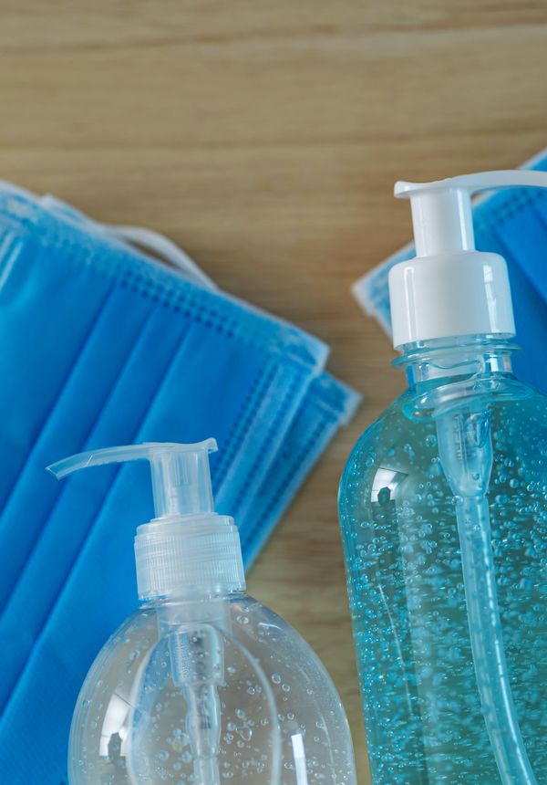Face coverings and hand sanitiser