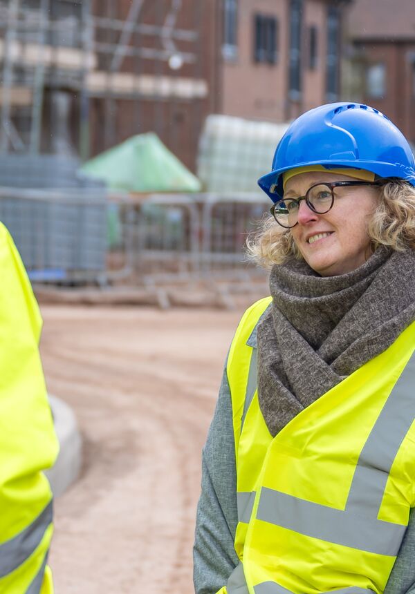 Kate Smith, Connexus chief executive visiting a building site last month 