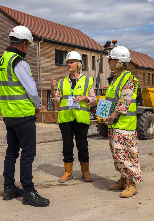 Conservative parliamentary candidate Stuart Anderson in conversation with Amanda and Kate at Callaughtons Ash