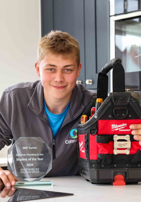 Will Turner with his Electrical, Plumbing and Heating Student of the Year 2024 trophy