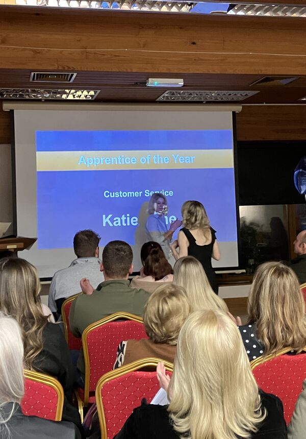 Katie accepting award