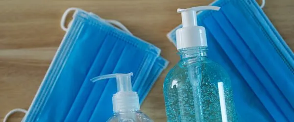 Face coverings and hand sanitiser 