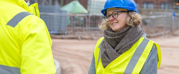 Kate Smith, Connexus chief executive visiting a building site last month 