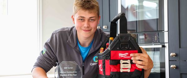 Will Turner with his Electrical, Plumbing and Heating Student of the Year 2024 trophy