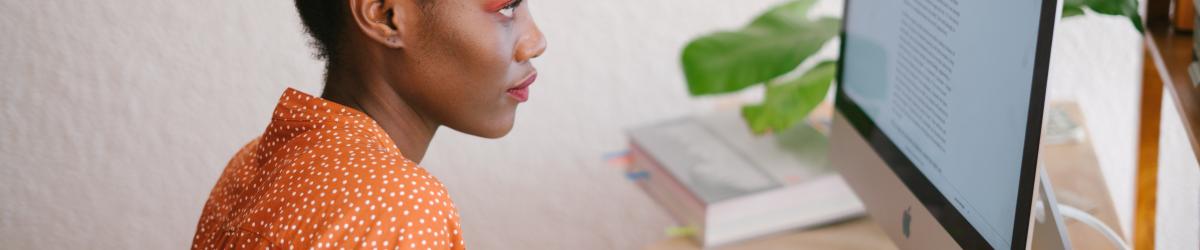 lady at computer learning