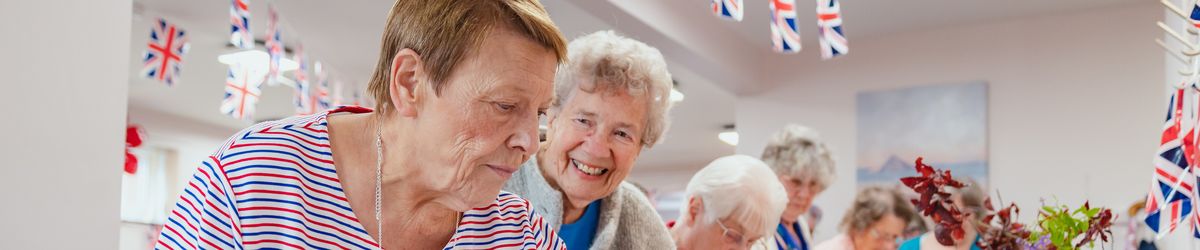 Residents at our Whitefriars Indepedent Living Centre in Ludlow, Shropshire enjoy a Platinum Jubilee buffet. 